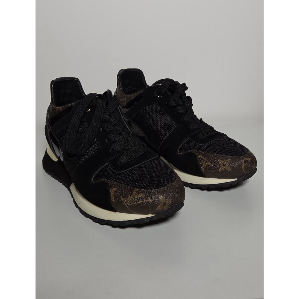 Louis Vuitton Run Away Size 35 BlackBrown Monogram Canvas Mesh Low Top Damaged - Picture 3 of 14